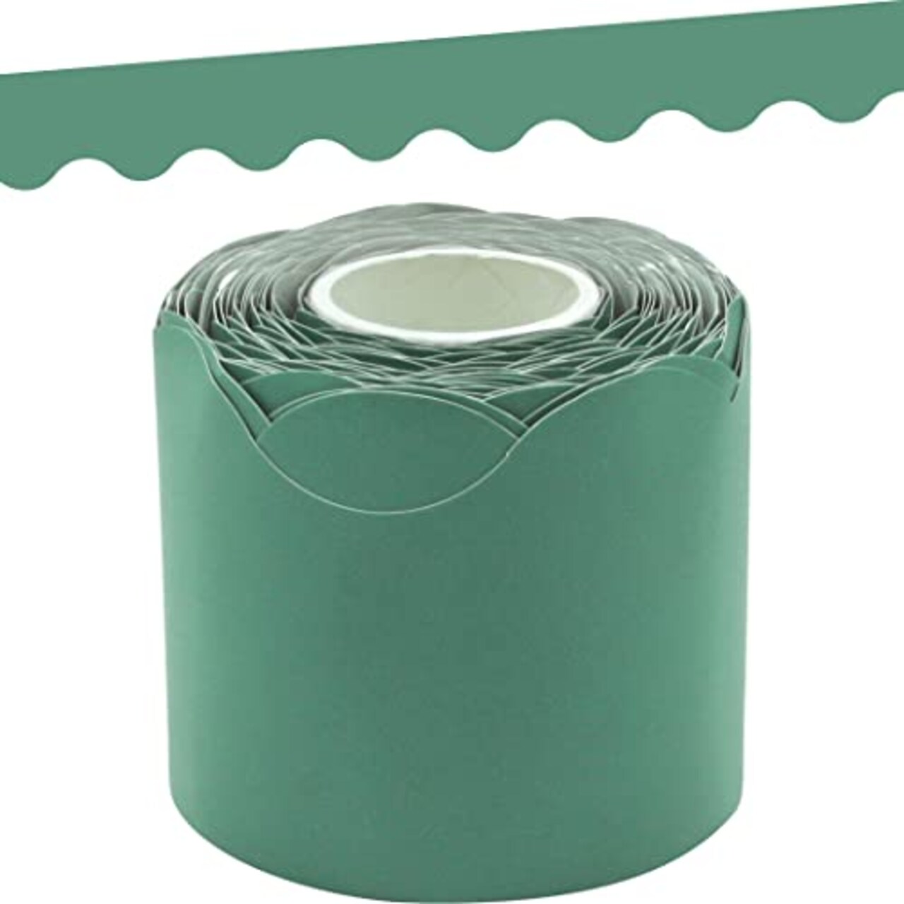 Eucalyptus Green Scalloped Rolled Border Trim - 50ft - Decorate Bulletin Boards, Walls, Desks, Windows, Doors, Lockers, Schools, Classrooms, Homeschool & Offices
